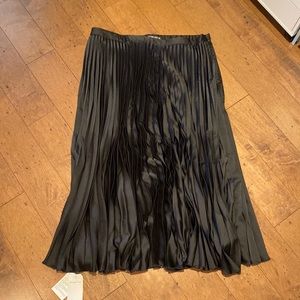 Long Pleated Satin Skirt